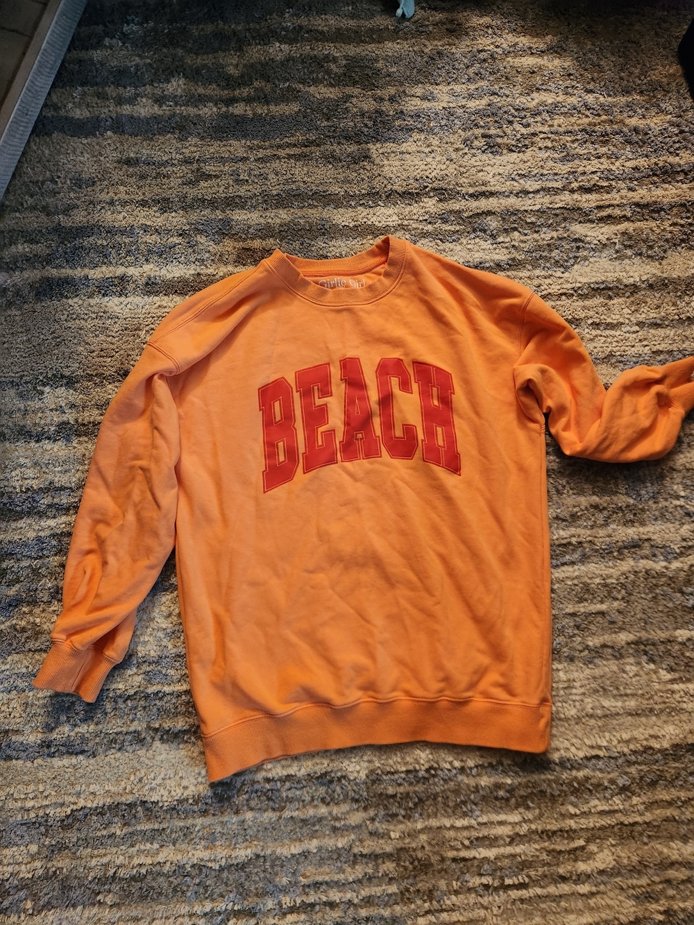 Orange 'Beach' Crewneck Sweatshirt -Girlie Girl Originals SMALL